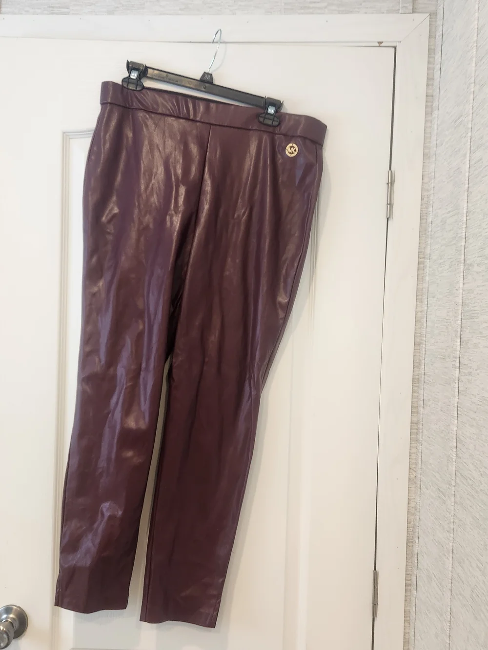 Michael Kors Burgundy Faux Leather Pants L Euc